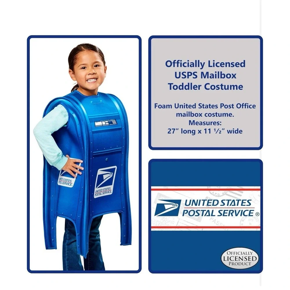 Official USPS Mailbox Toddler One Size Costume United States Postal Service‎